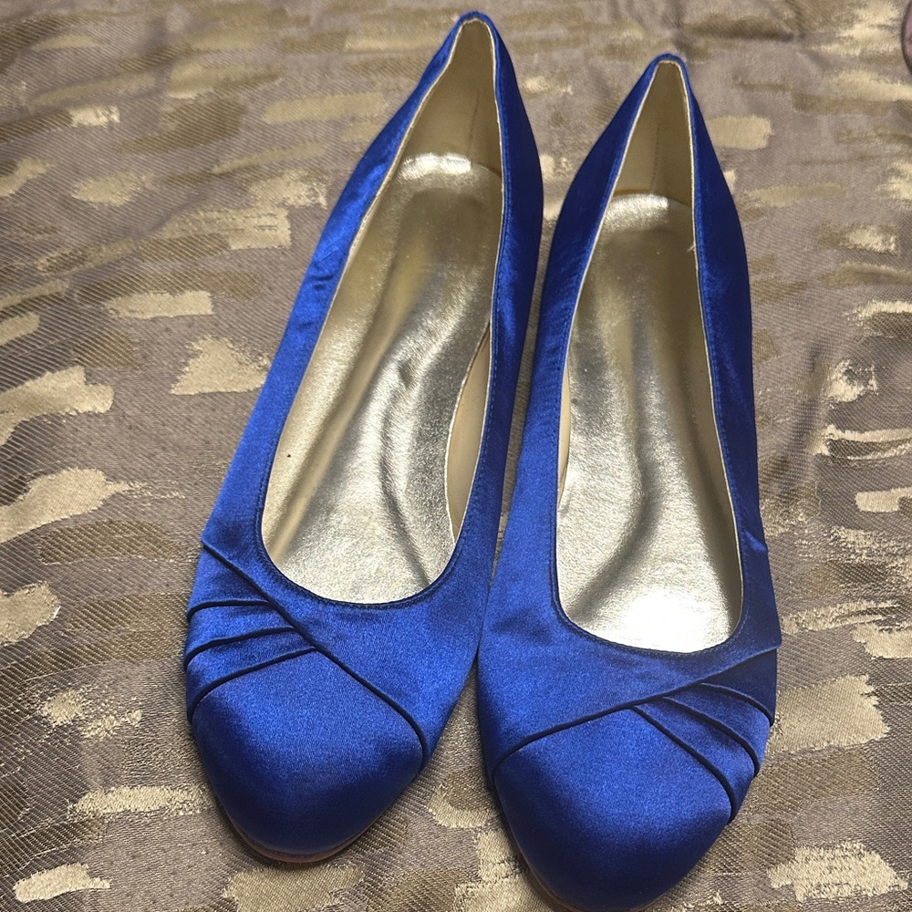 Elegant Blue Satin Women's Shoes